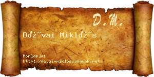 Dévai Miklós névjegykártya